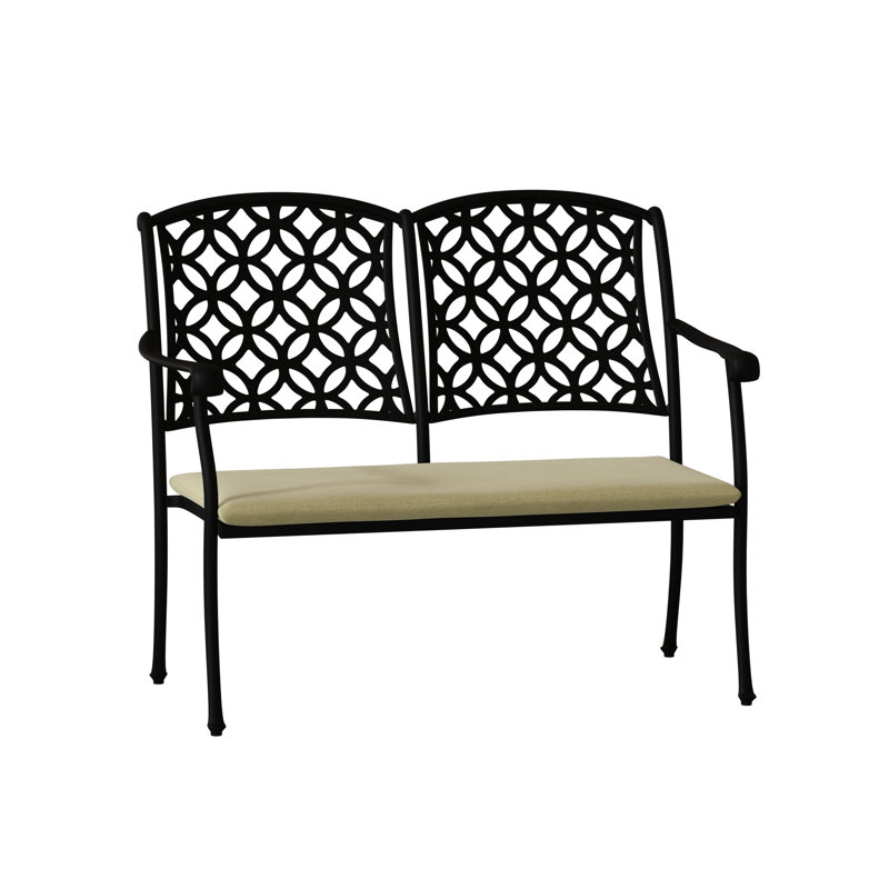 Banc de jardin aluminium Casa, Toile toile Sunbrella® Bird's Eye, Noir texturé