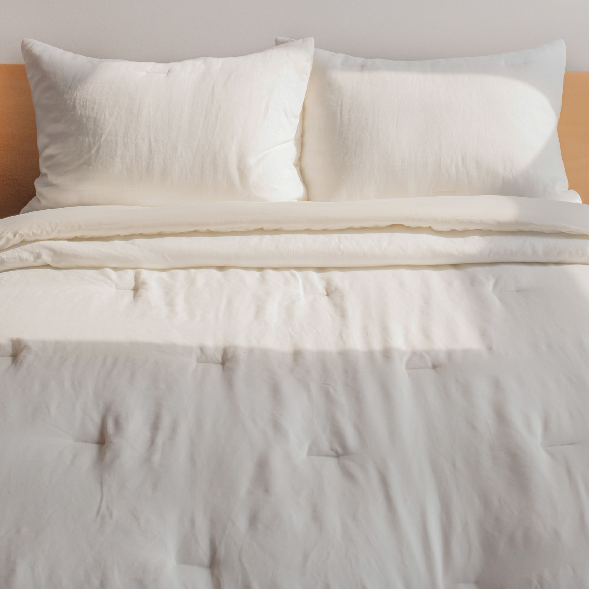 French Linen Comforter & Sham Set, Cream, King Comforter + 2 King Pillow Shams