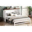 Blanc - Grand lit en pin massif noyer avec tiroir de rangement et charge, pour chambre d'amis dans un petit bureau à domicile, station de charge, bureau