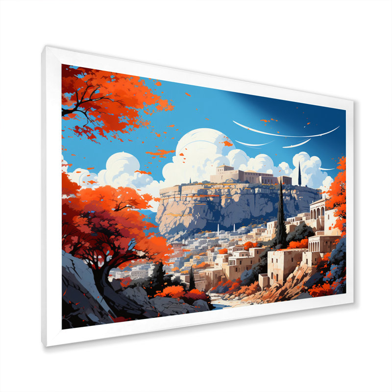 City Athens Popart II, reproduction d'art sur toile, H 34 po x l 44 po x P 1,5 po, Encadrement doré