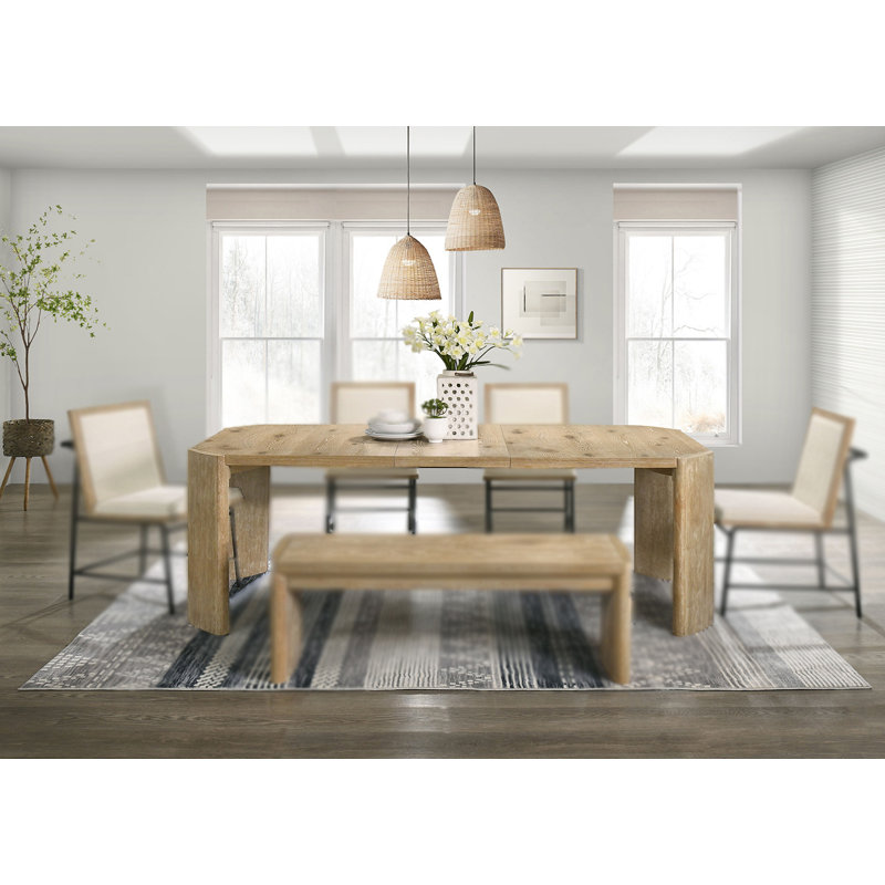 84" W Contemporary Dining Table, Oak
