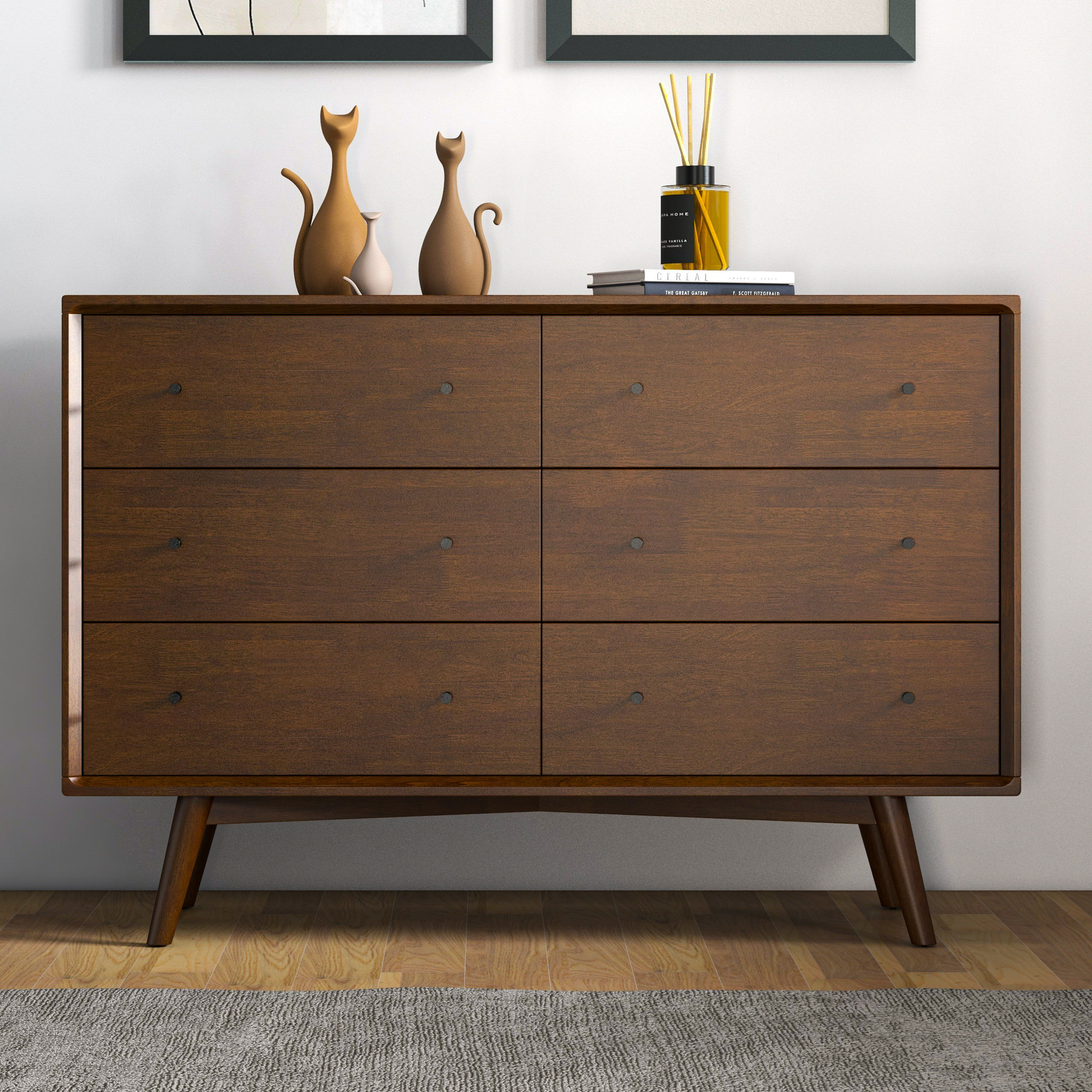Chiasson Solid Wood 47 W 6 Drawer Dresser