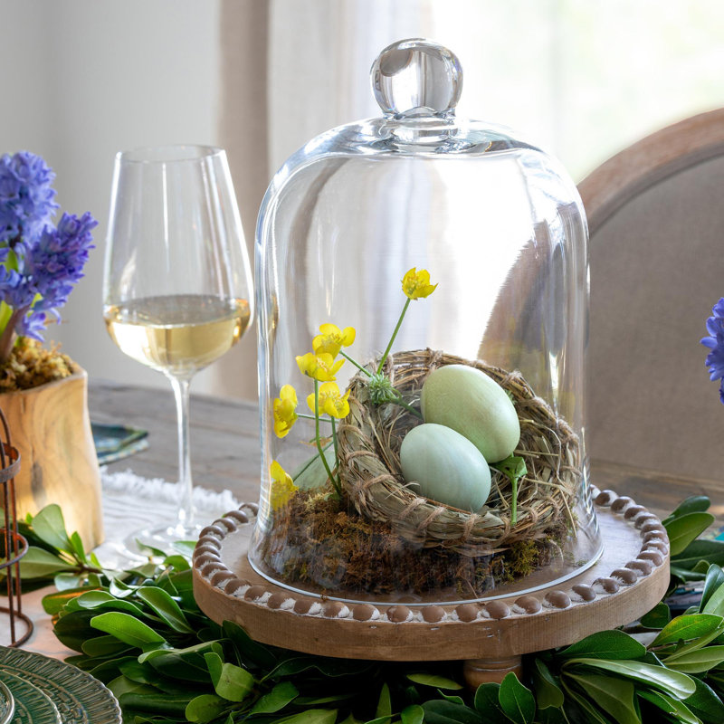 3 - Piece Wood Beaded Round Serving Trays