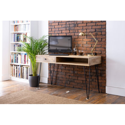 Panek Solid Wood Iron Writing Desk