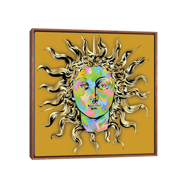 Sun Face by TECHNODROME1 - Gallery-Wrapped Canvas Giclée on Canvas, 45.72 cm H x 45.72 cm W x 4.445 cm D, Classic Wood
