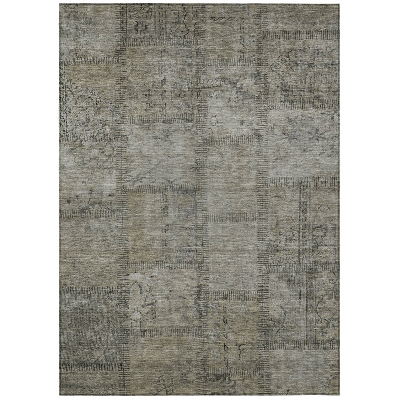 Tapis intérieur / extérieur 8 pi x 10 pi taupe brun et beige