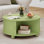 Table basse ronde avec rangement, table basse à cannelures 31,5 "Mid Century Modern