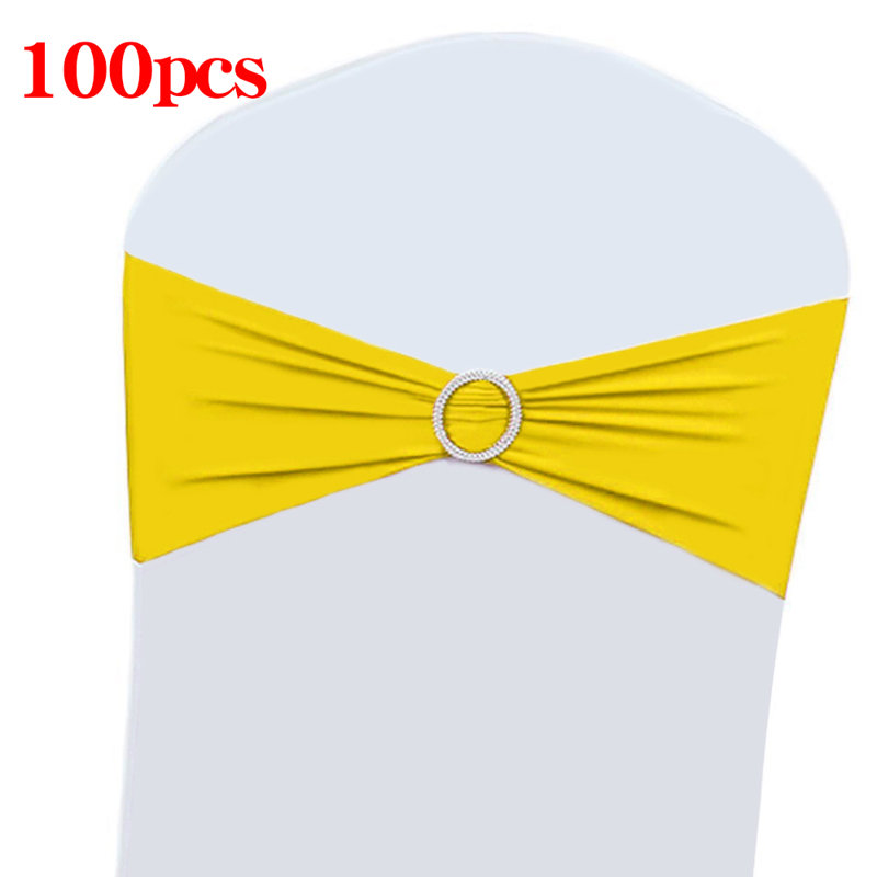 Housse de protection extensible à boucle avec coulisse de fête de mariage, Jaune