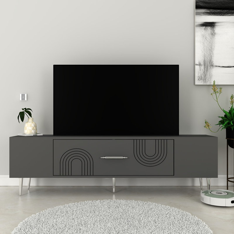 Meuble télé Catena, Gris / argent 