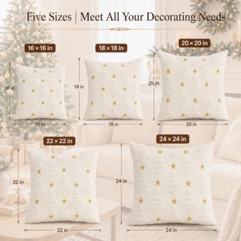 Geometric Pillow Cover, Beige, Rond 18 po