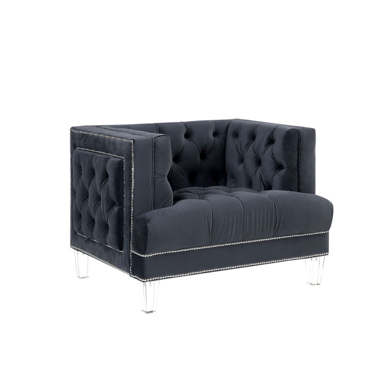 Chaise moderne en velours Ansario, Gris anthracite