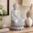 Bodhi 16" Serene Buddha Statue on Lotus Throne in Stone Gray-191112439
