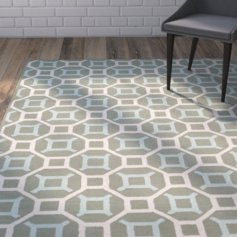 Sheeran Newport Hand Hooked Cotton Pile Geometric Rug, Rectangle 5'6" x 8'6"