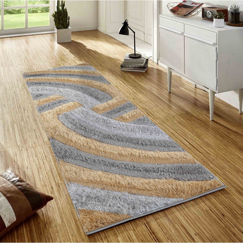 Frio Geometric Shag Area Rug, Runner 60 x 220cm