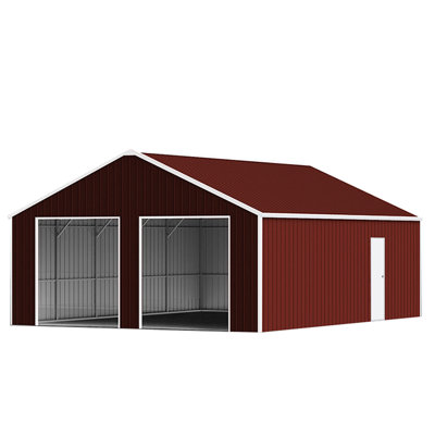 33Ft X 25Ft Metal Barn For Machinery, Dual Doors, Reinforced Steel Structure, 26 - Gauge Sheet Vehicles And