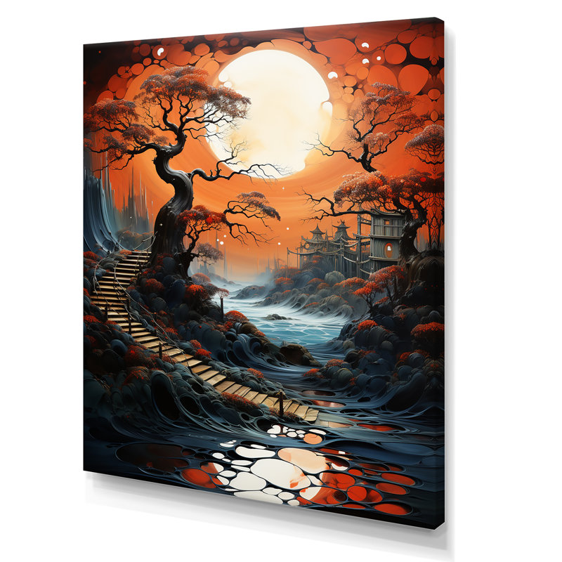 Reproduction d'art sur toile, "surreal infinite escalier au Japon", Toile tendue, H 32 po x l 16 po x P 1 po
