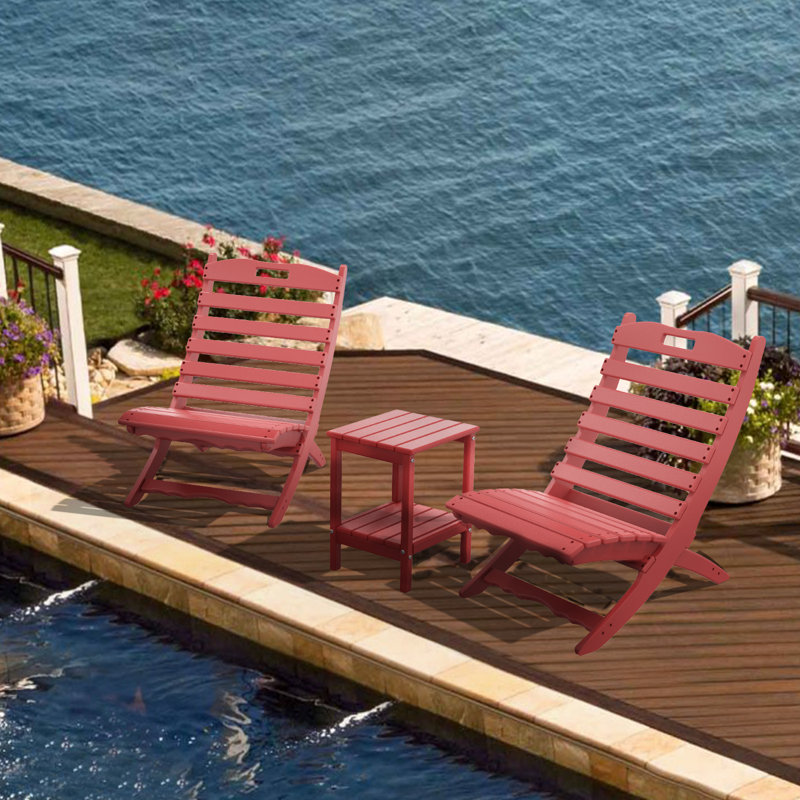 Alexeya Foldable Outdoor Adirondack Chair, Red