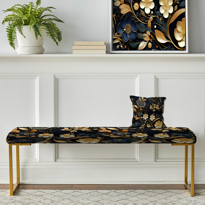 Banc rembourré or, Golden Night Flowers Paisley