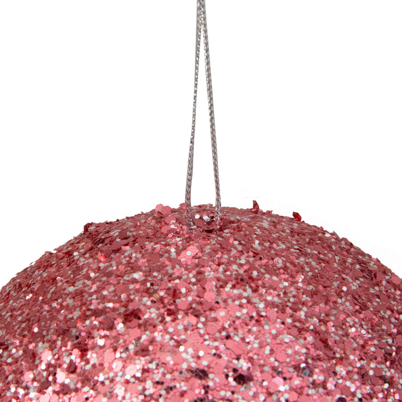 Ornement de Noël boule à paillettes, H 6 po x l 6 po x P 6 po, Rose