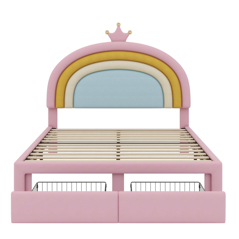 Tiroir de rangement en velours arc-en-ciel Princess, Lit double 
