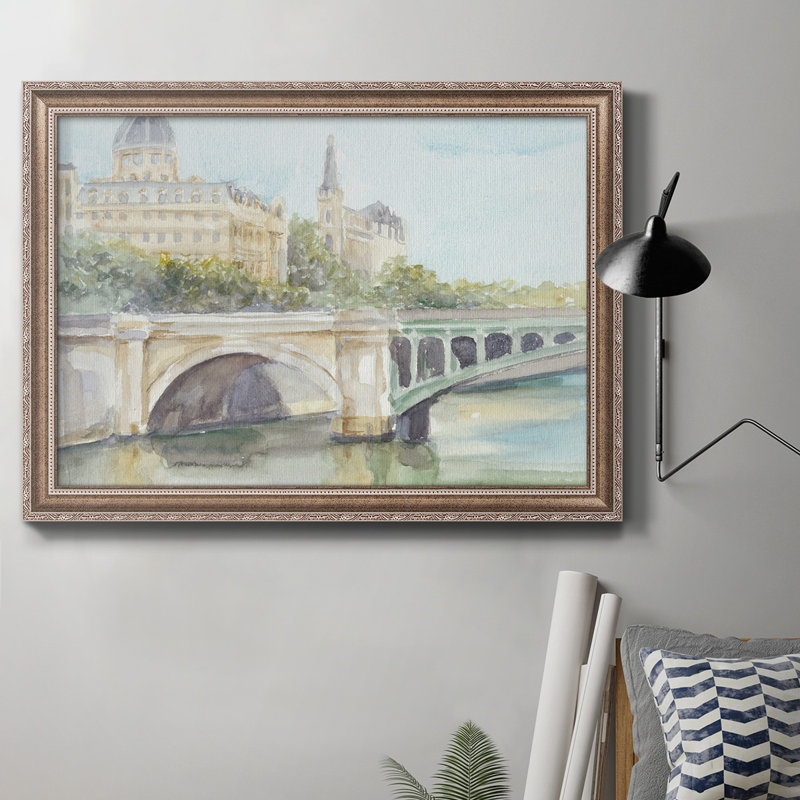French Bridge Study IV - Peinture sur toile encadrée, H 16 po x l 20 po x P 2,5 po