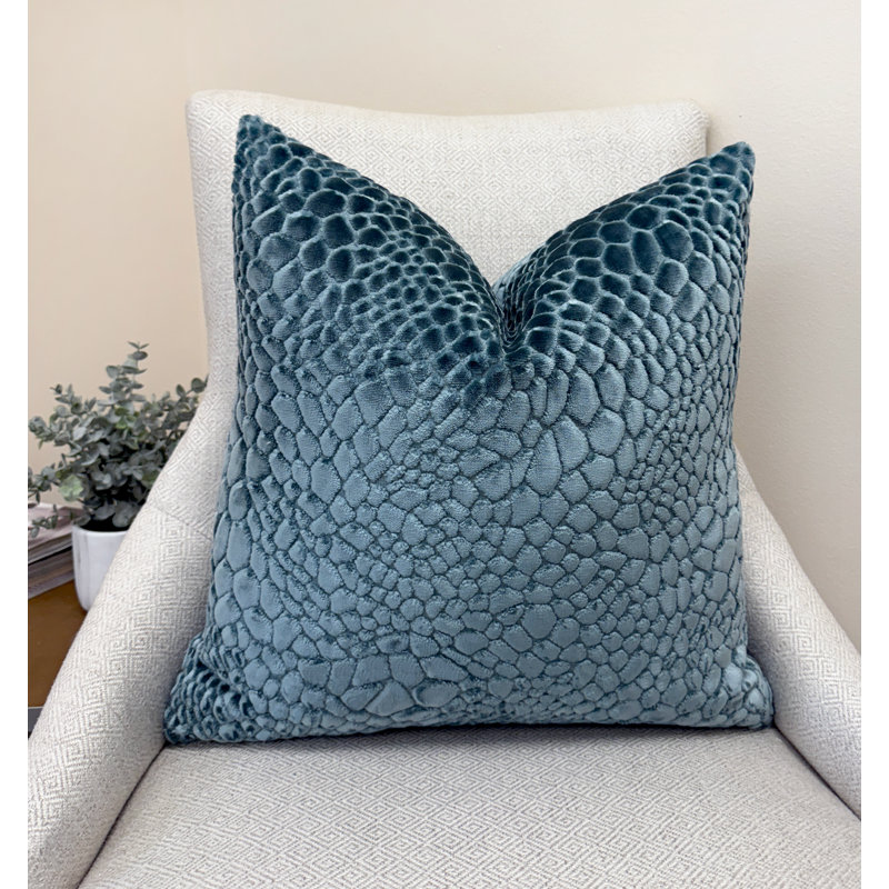 Housse de coussin en velours crocodile, Celadon, 20x20"