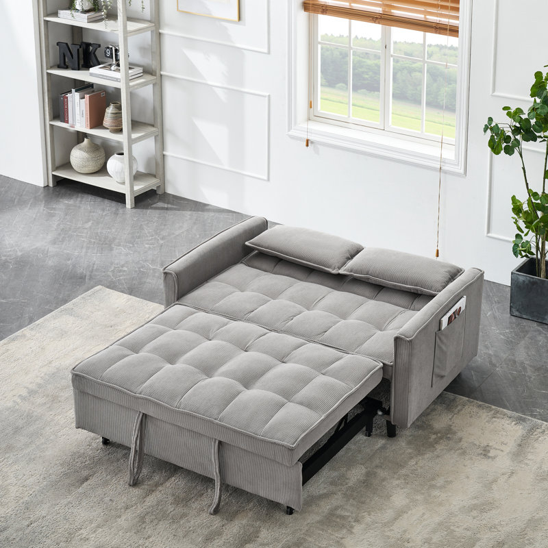 Le lit gris de 54,86 pouces en velours côtelé ajoute une touche de confort à votre salon, Gris