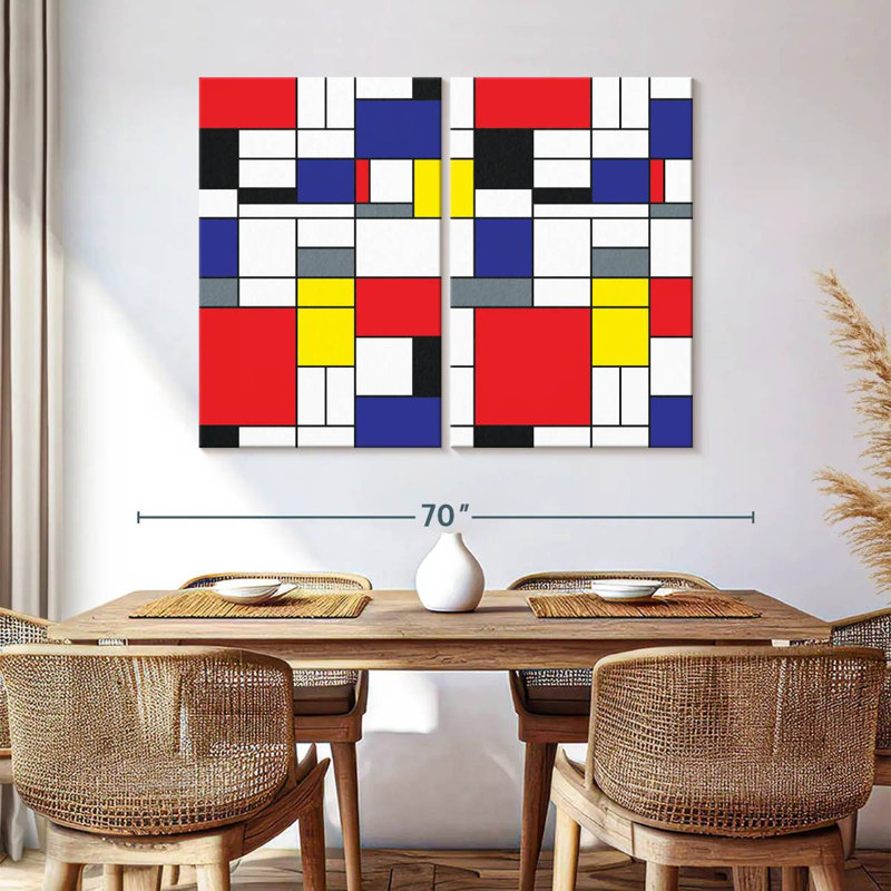 Geometric Mondrian I Multi Piece Canvas Print, 42" H x 57" W x 1.25" D