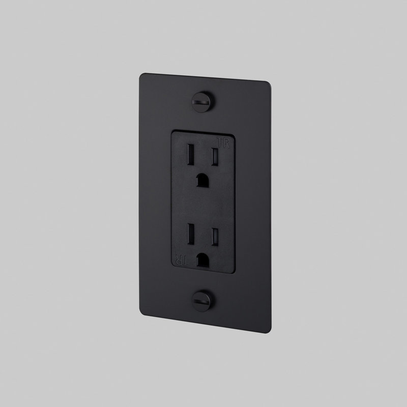 1G Duplex Outlet / Without Logo, Matte Black