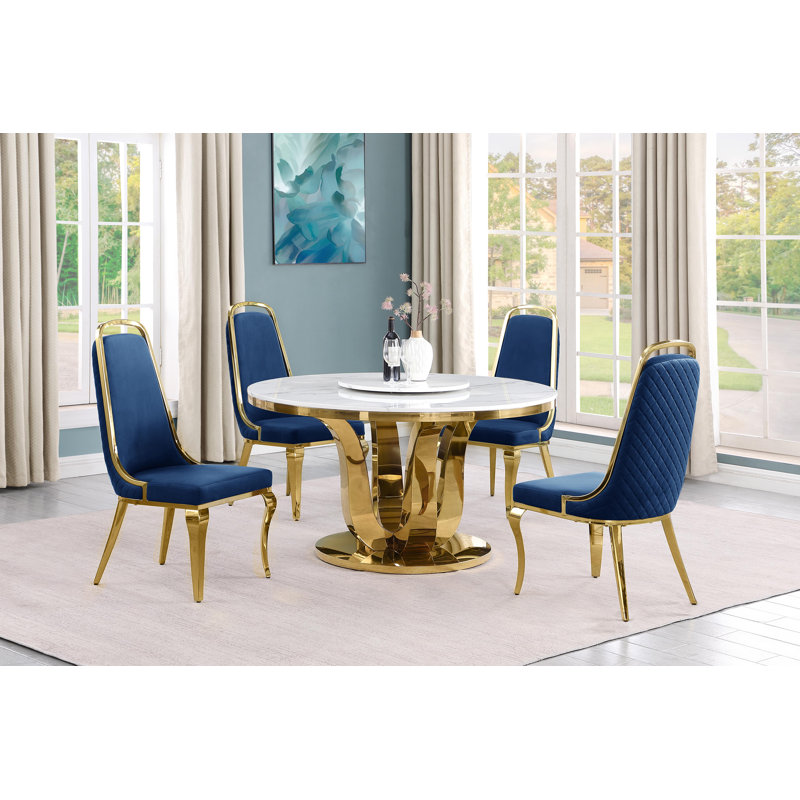 Ensemble repas 4 personnes Pomfret, Bleu marine