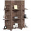 Paravent de chambre en bois gris, 5 panneaux de 170 cm de hauteur, avec 3 étagères et rangement pliable, 3 panneaux, 3 étagères et un espace de rangement pliable.-728446851-728446969-728446975