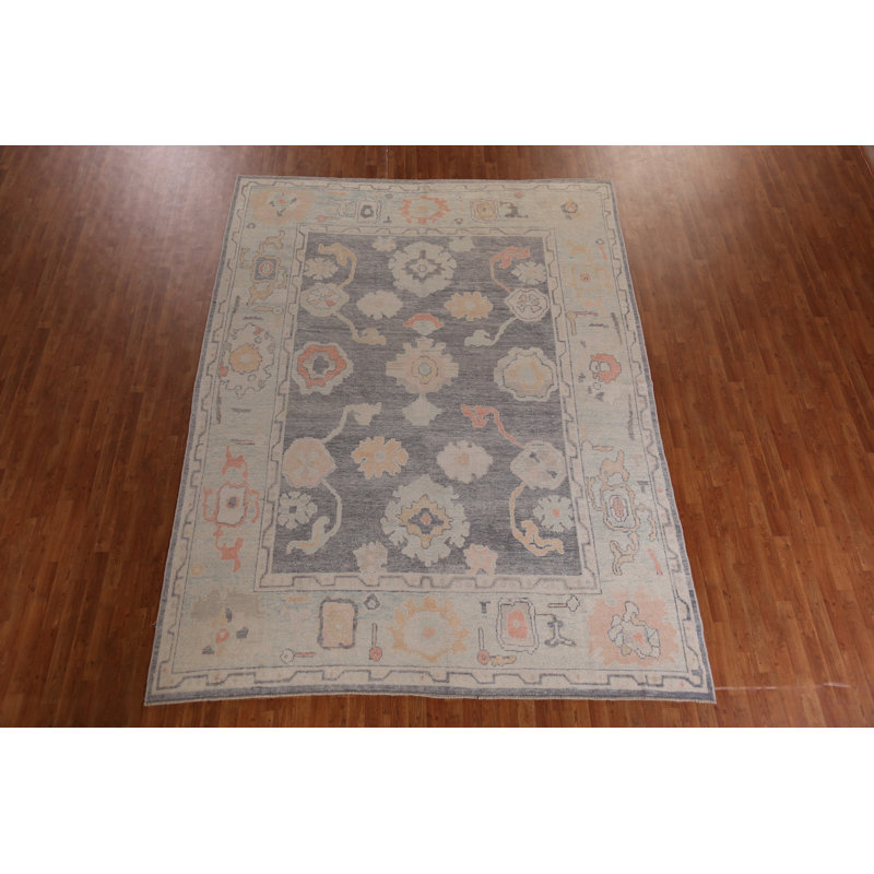 Tapis gris teint à la main Oushak 9 x 12