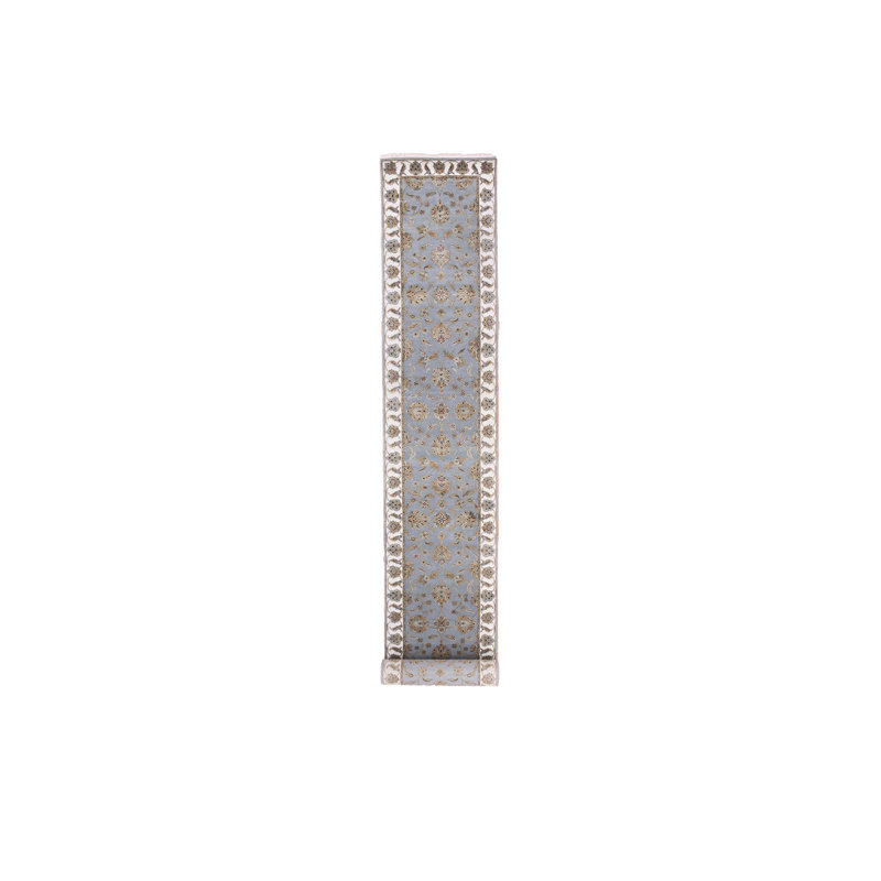 Tapis de couloir en soie noué à la main 2 pi 7 po x 18 pi 8 po bleu Santorini Rajasthan FD87887A551C4AEFBDA8C616389B813F