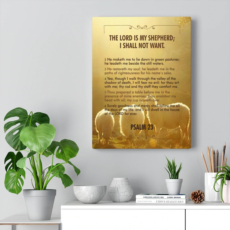 Lord Is My Shepherd Psalm - Wrapped Canvas Print, 76cm H x 61cm W