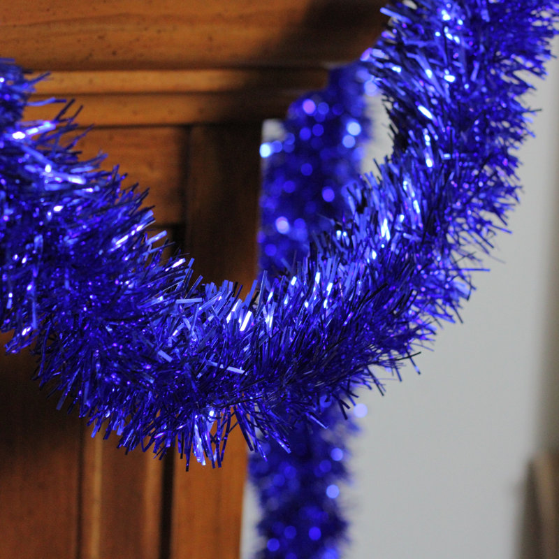 Guirlande de Noël Tinsel - non éclairée, 50' L x 2.5" W, Bleu
