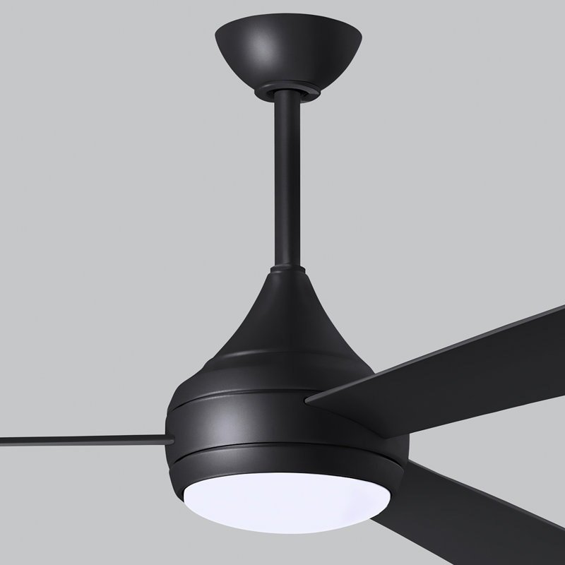 Donaire LED Outdoor Downrod Ceiling Fan, Matte Black, Matte Black