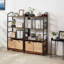 Multifunctional Rustic 4-Tier Bookshelf With Storage Baskets - Sturdy & Adjustable-1981010374-1981010371