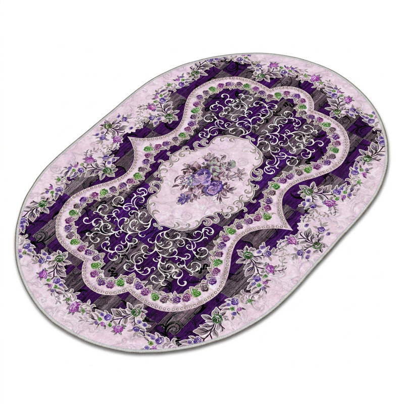 Tapis ovale à motif floral multicolore rétro Eleonora