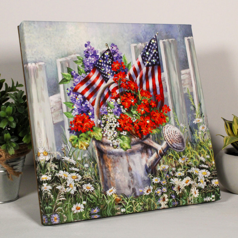 Motif patriotique de jardin avec cristaux éblouissants
