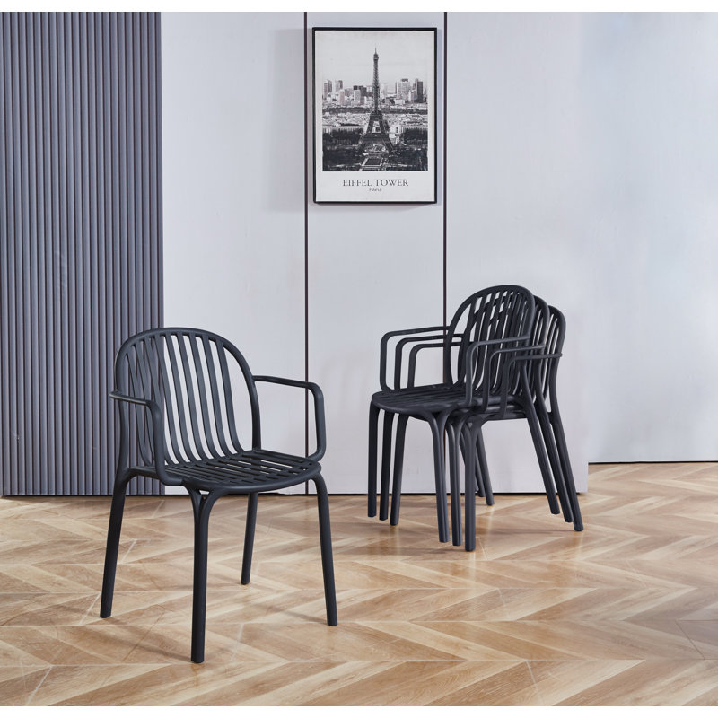 Kimbler Stacking Patio Dining Armchair, Black