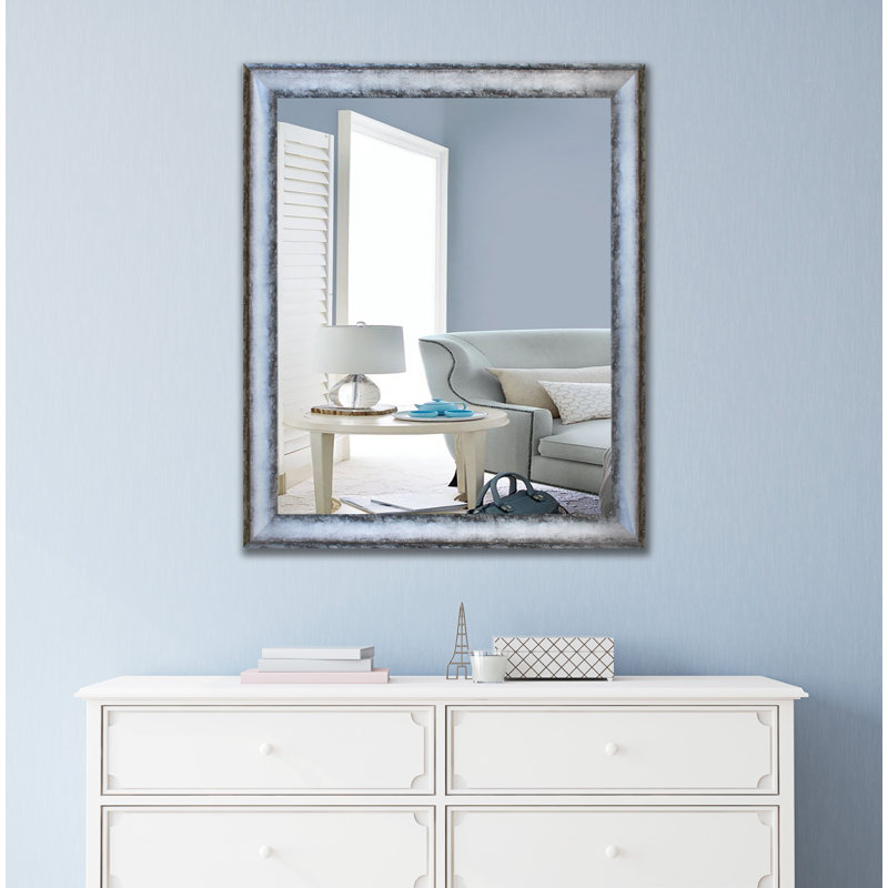 Goles Wood Flat Wall Mirror, 39" H x 33" W, Sterling Charcoal