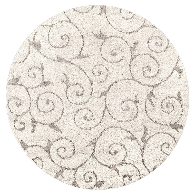 Pipers Contemporary Shag Performance Cream/Beige Rug, Round 5'3"