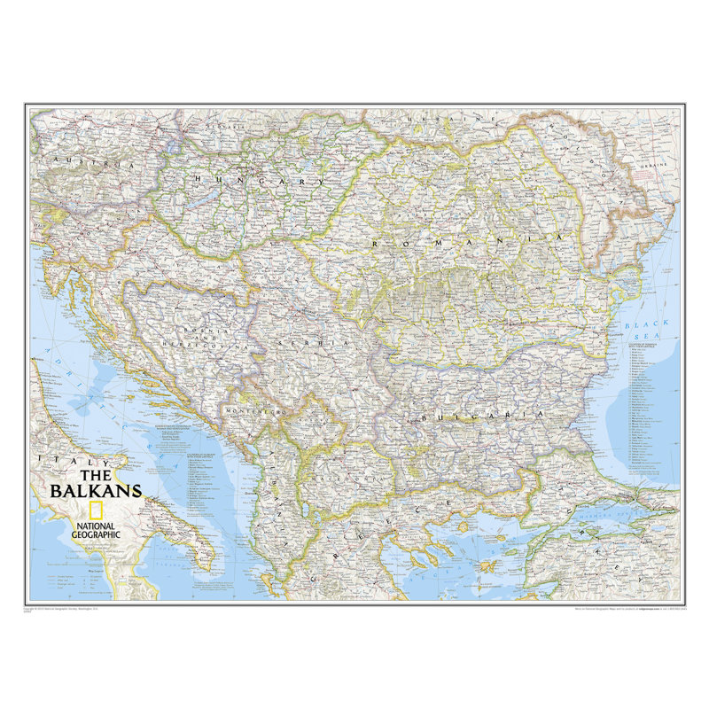 Carte murale classique des balkans, Stratifié (23 po x 30 po)