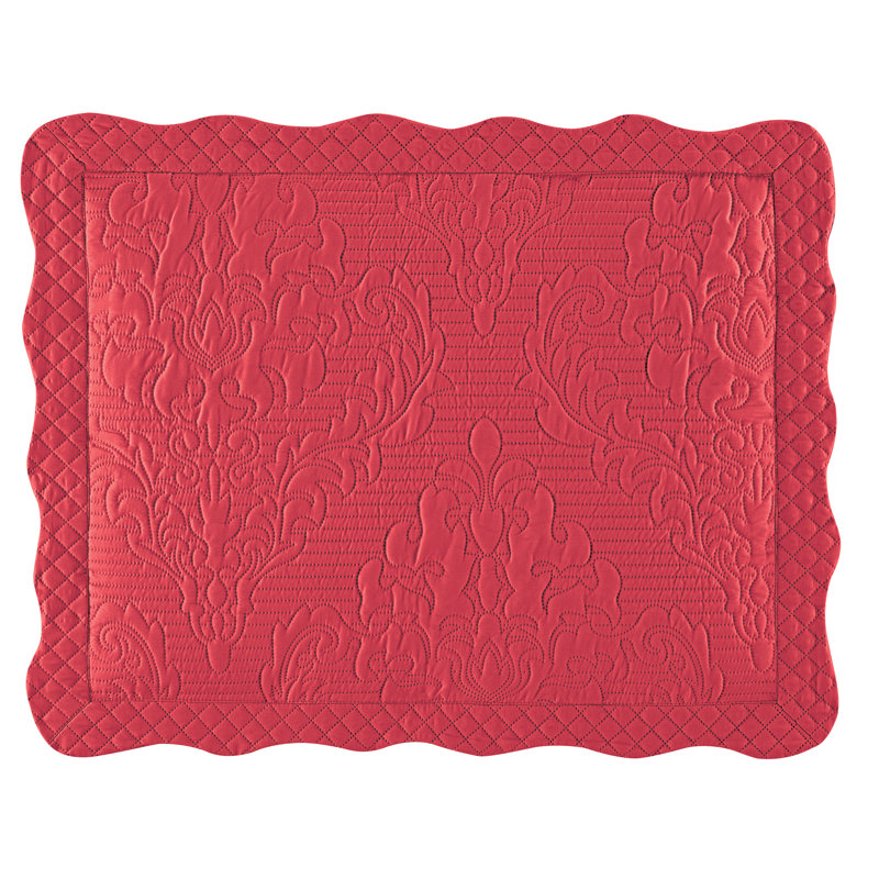 Burgundy Damask Textured Polyester Standard Pillow Sham
