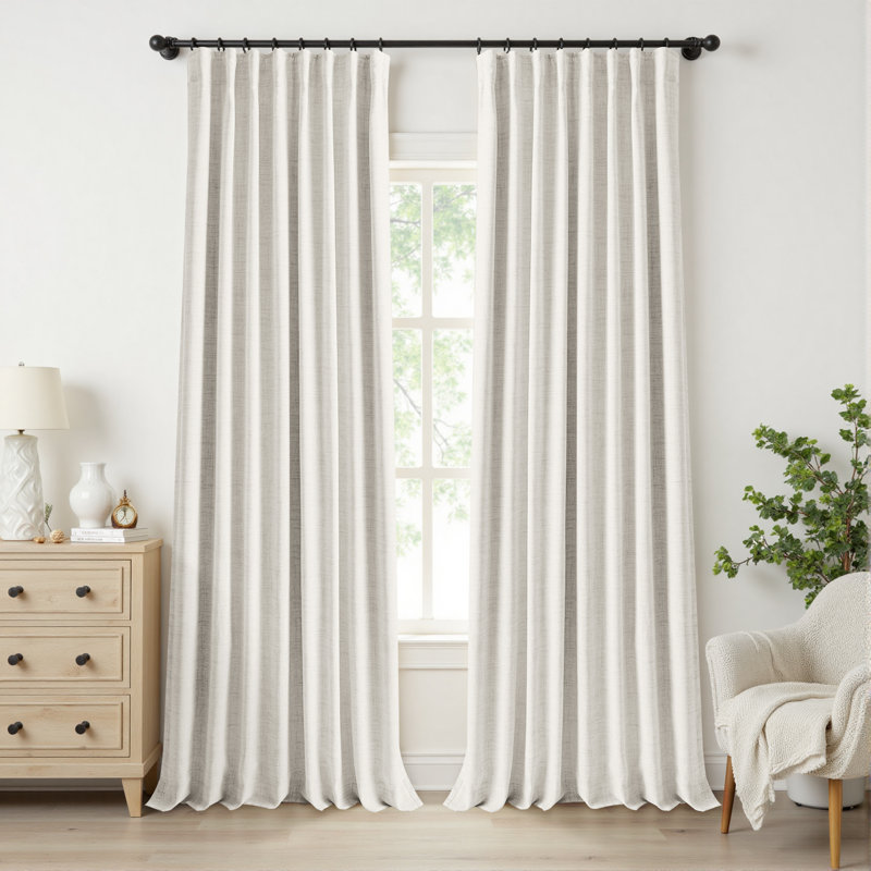 Birglinde Faux Linen Textured Thermal 100% Blackout Curtains for Bedroom Living Room Rod Pocket/Ring Clips, Beige