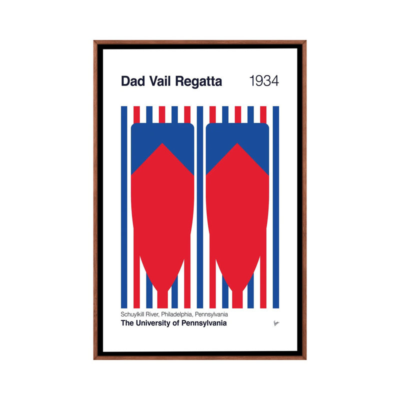 «1934 Dad Vail Regatta», reproduction d'art sur toile encadrée, Brun, Impression dans un cadre flottant sans passe-parto