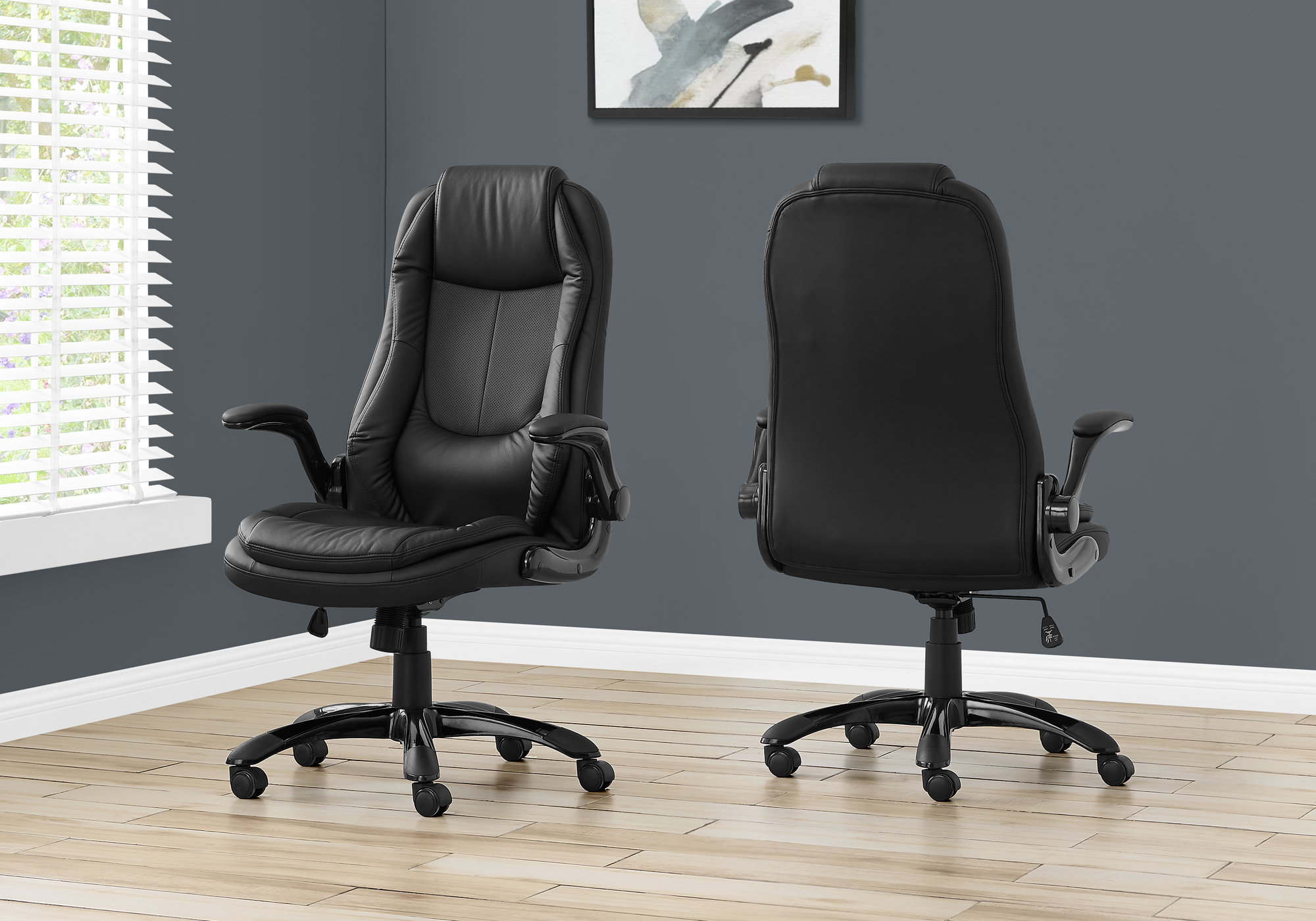 Inbox Zero Keiralee Office Chair, Adjustable Height, Swivel, Ergonomic,  Armrests, Computer Desk, Pu Leather Look, Black | Wayfair