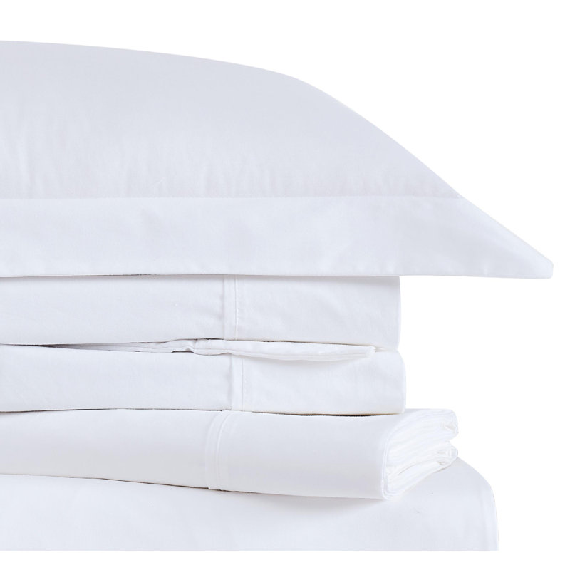 100% Cotton Standard Sheet Set, King Sheet Set with 2 Pillowcases, White