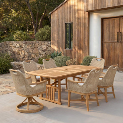 Teak Patio Dining Set with Extendable