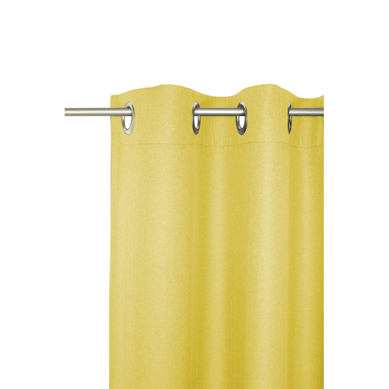 Kyrstan Synthetic Eyelet Single Curtain Panel, blackout, 132cm Width x 255cm Drop, Yellow